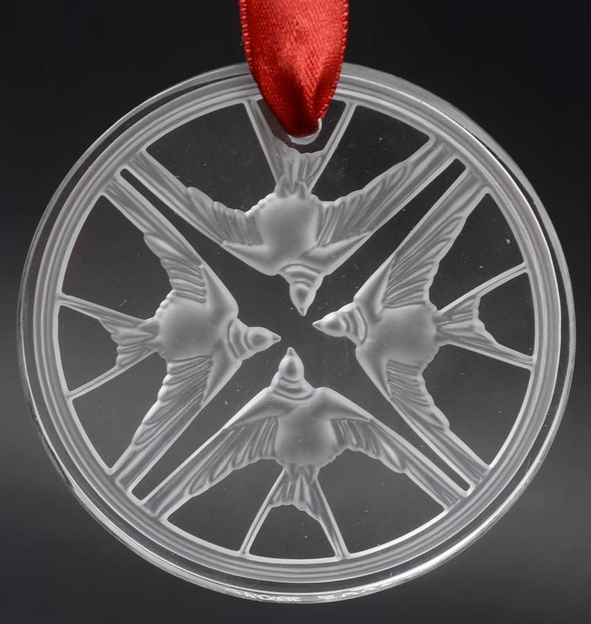 Lalique Christmas Ornament Swallows-Clear - No Box by Lalique-1