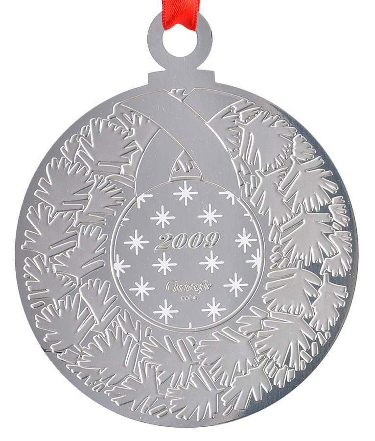 Christofle Christmas Ornament-Noel Christmas Wreath - Boxed by Christofle France-1