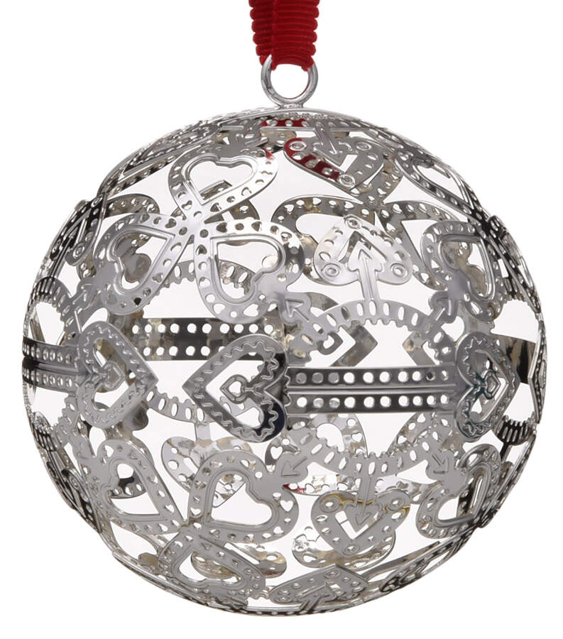 Christofle Christmas Ornament-Noel Hearts Ball - Boxed by Christofle France-1