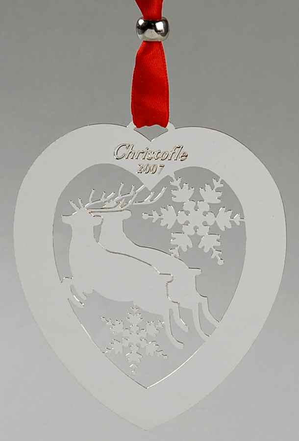 Christofle Christmas Ornament-Noel Reindeer In Heart - Boxed by Christofle France-1