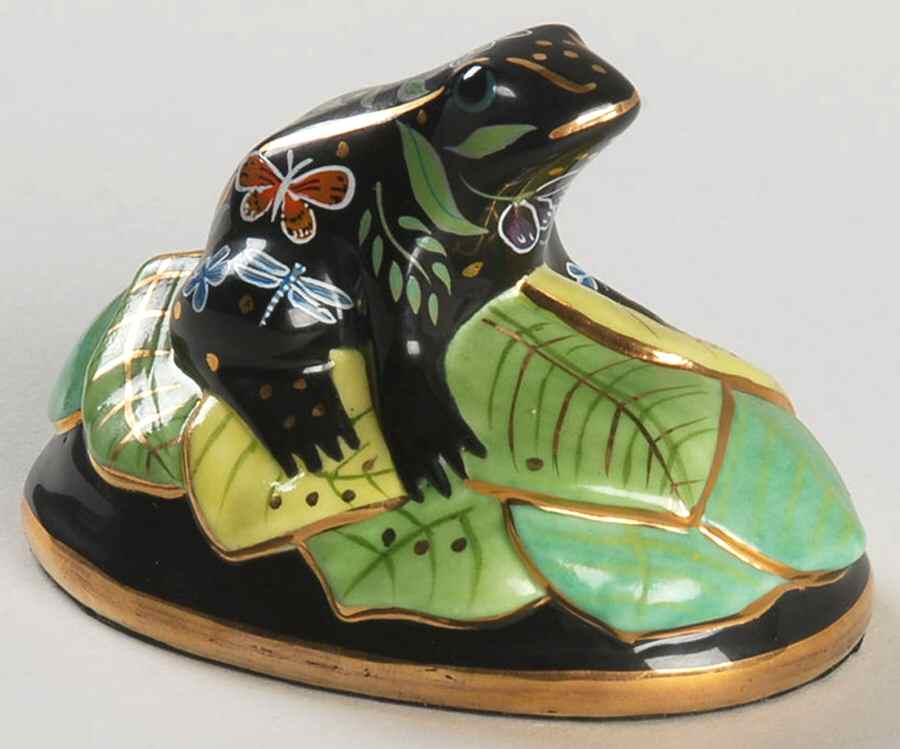 Lynn Chase Figurines & Giftware Frog-Black On Lilypad - Boxed by Lynn Chase-1
