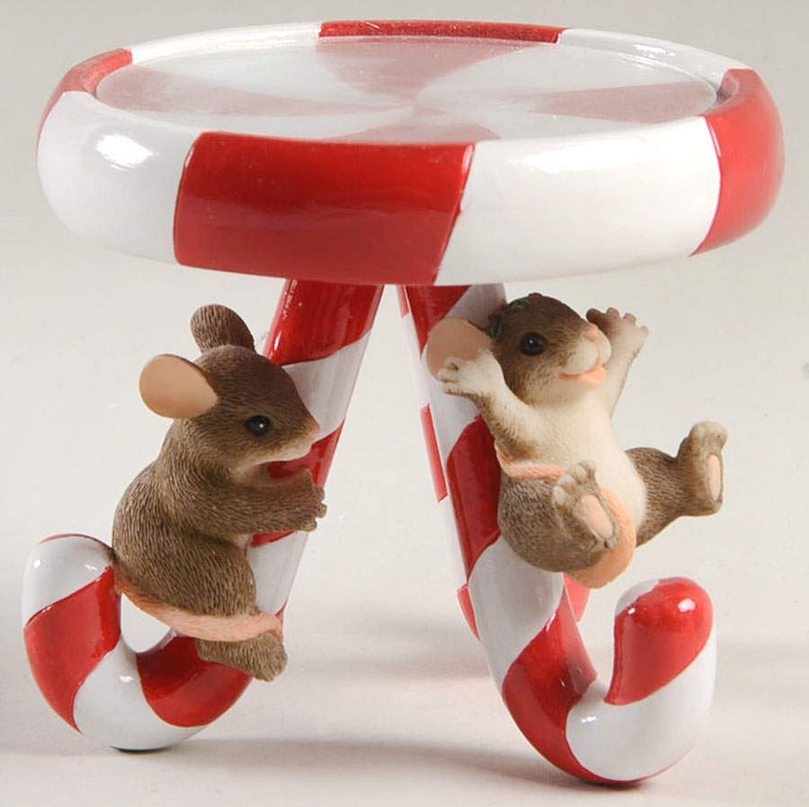 Charming Tails Candy Cane-Pillar Candleholder - With Box by Charming Tails-1