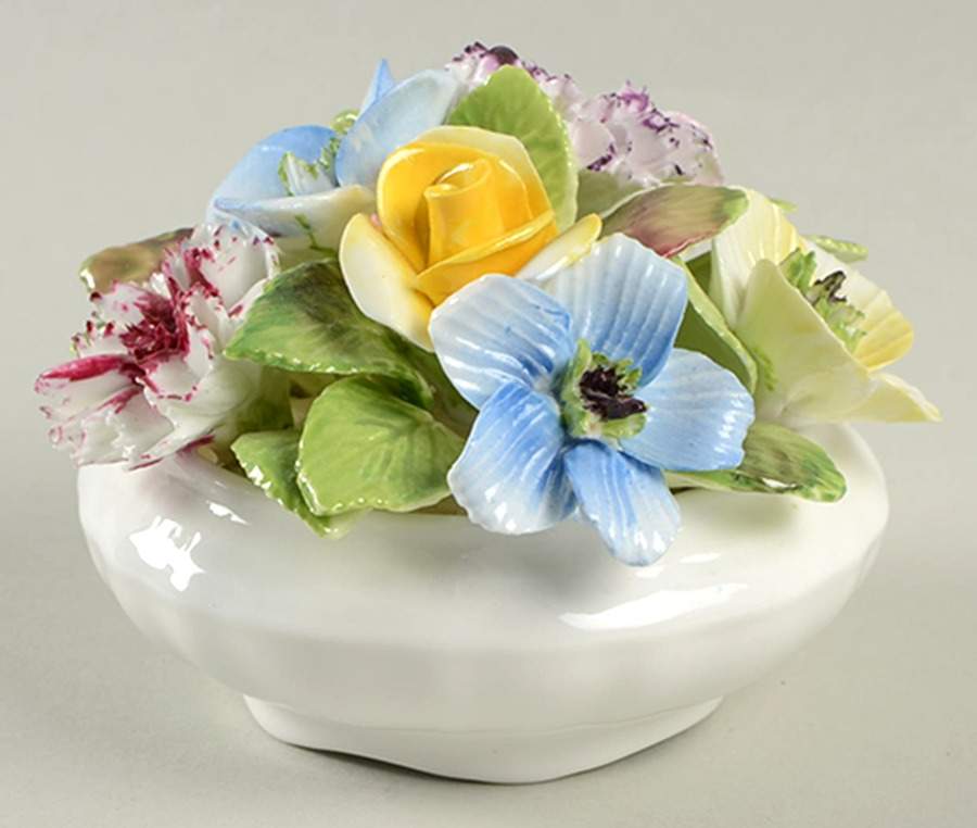 Coalport Florals Mixed Flowers-Round White Pot - No Box by Coalport-1
