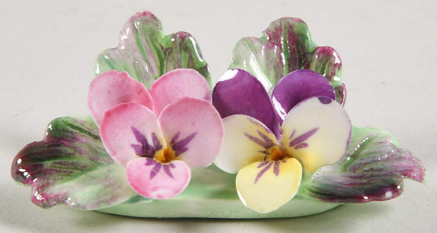 Crown Staffordshire Florals Place Card Holder-2 Sm Pansies - No Box by Crown Staffordshire-1