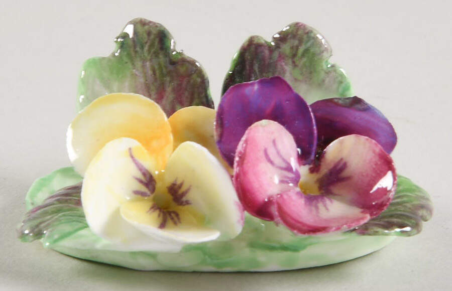 Crown Staffordshire Florals Place Card Holder-2 Lg Pansies - No Box by Crown Staffordshire-1