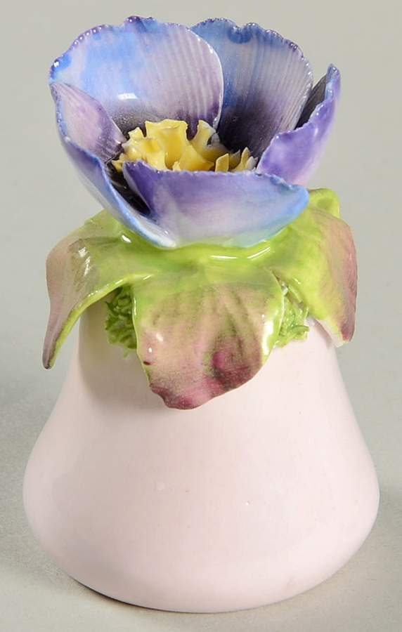 Crown Staffordshire Florals Purple Flower In Pink Pot - No Box by Crown Staffordshire-1