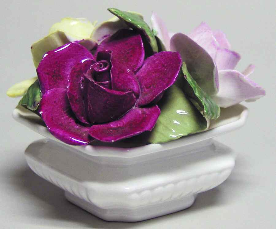 Crown Staffordshire Florals Roses In Flower Pot - Boxed by Crown Staffordshire-1