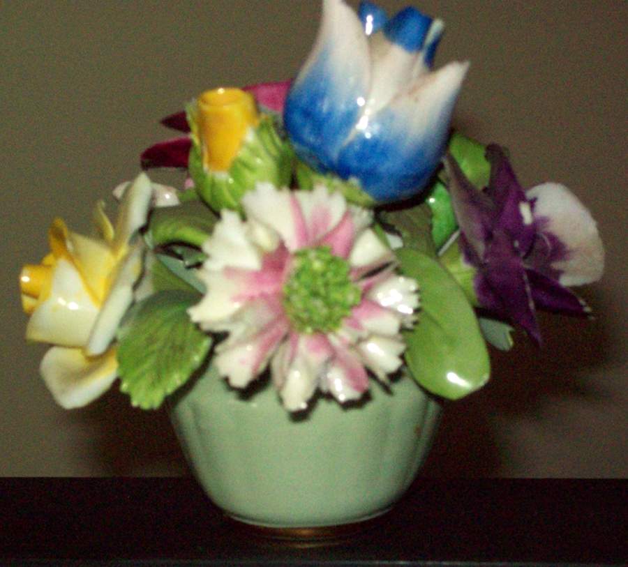 Crown Staffordshire Florals Flowers-Green Vase - No Box by Crown Staffordshire-1