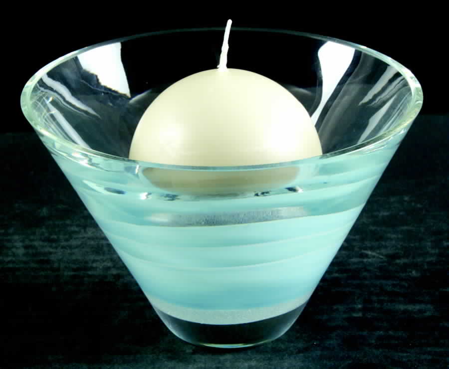 Shoreline Collection 6" Candle Bowl-Sky Blue - Boxed by Caithness-1