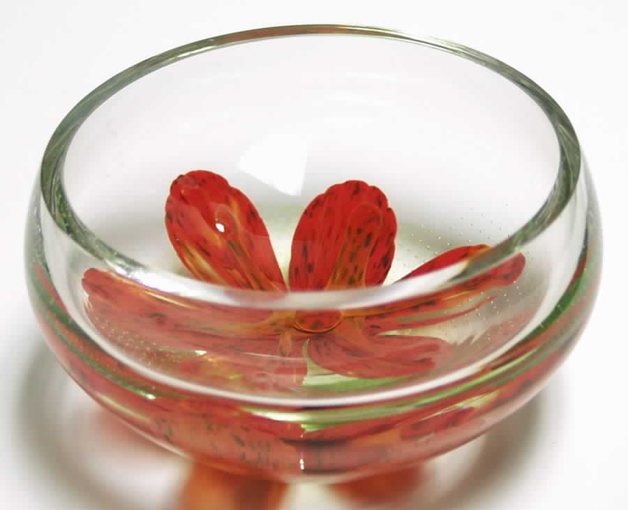 Oriental Lily Collection 5" Sweet Dish-Tiger Red - With Box by Caithness-1