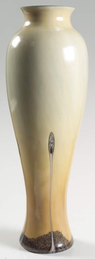 Ebony Collection 12" Large Chinese Vase-Sand - No Box by Caithness-1