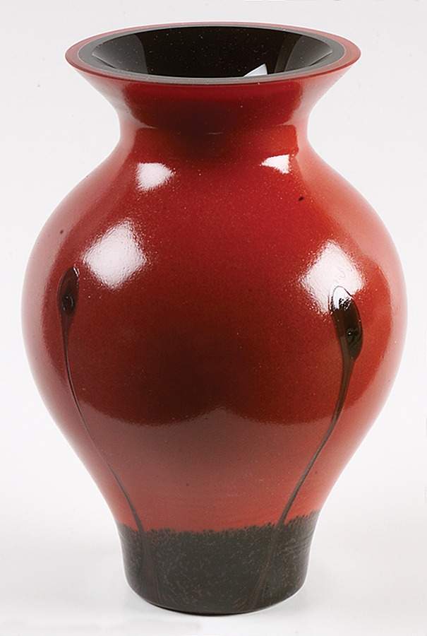 Ebony Collection 6" Bulb Vase-Flame - No Box by Caithness-1