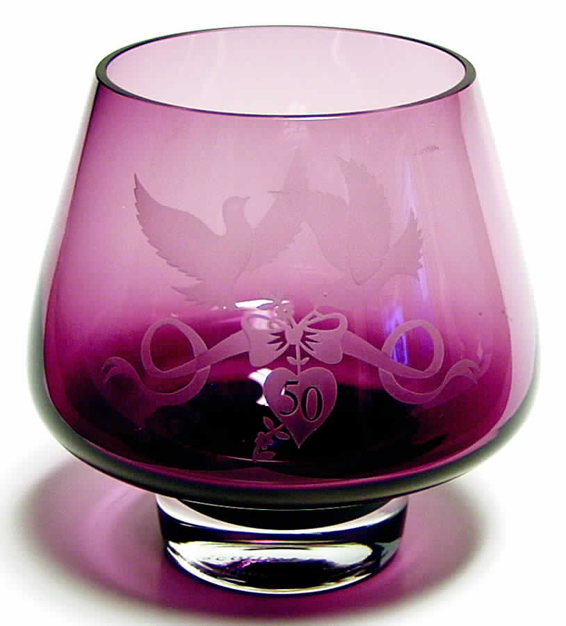 Occasions & Celebration Collection 6" 50th Anniversary Bowl-Heather - Boxed by Caithness-1