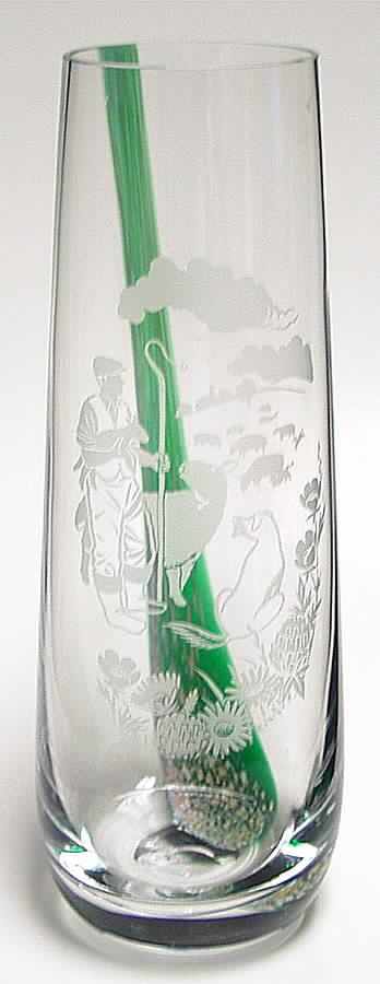 Images Collection 8" Rounding Up The Sheep Striaght Vase - No Box by Caithness-1