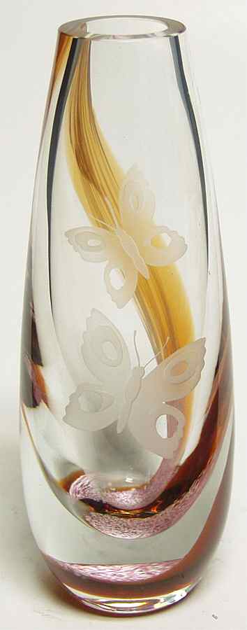 Images Collection Butterflies Teardrop Vase - Boxed by Caithness-1
