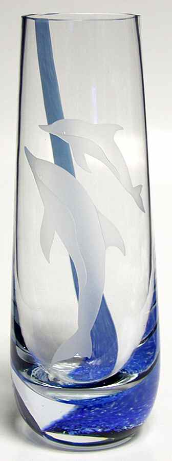 Images Collection Dolphins Straight Vase - Boxed by Caithness-1