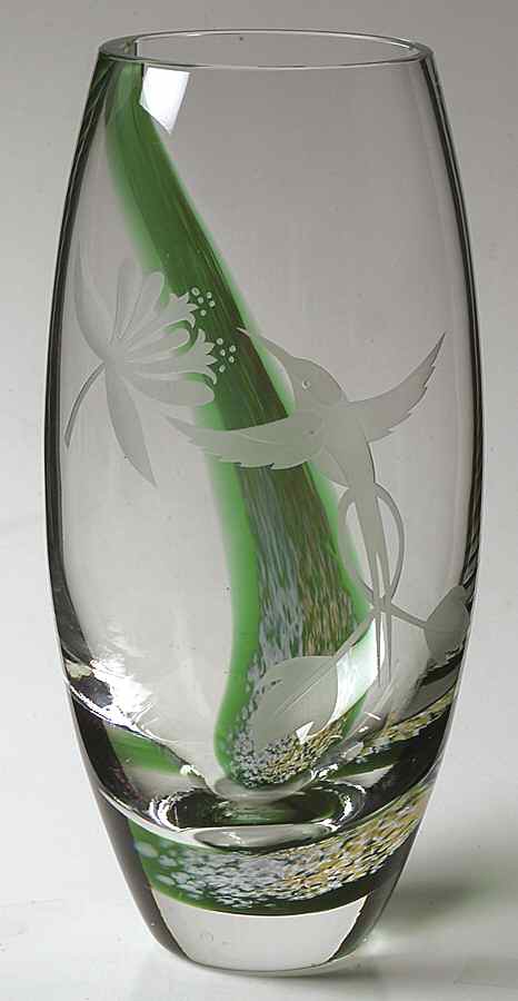Images Collection 8" Hummingbird Barrell Vase - Boxed by Caithness-1