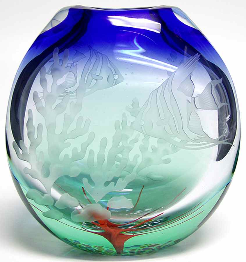 Caithness Giftware Coral Angel Fish Large Vase - No Box by Caithness-1