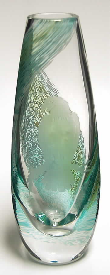 Northern Lights Collection Perched Eagle Teardrop Vase - No Box by Caithness-1