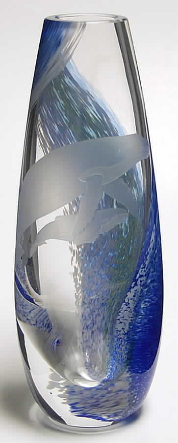 Northern Lights Collection Humpback Whale Teardrop Vase - Boxed by Caithness-1