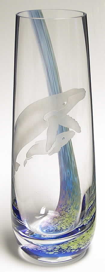 Northern Lights Collection Humpback Whale Tall Vase - Boxed by Caithness-1