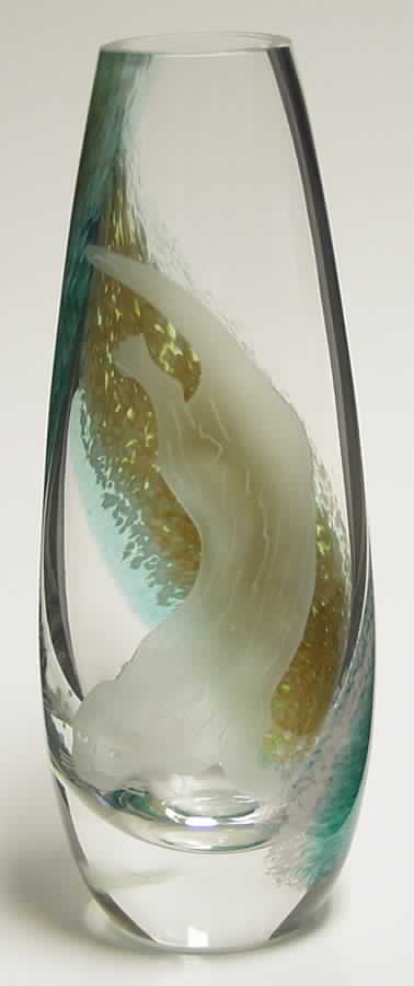 Northern Lights Collection Otter Teardrop Vase - Boxed by Caithness-1