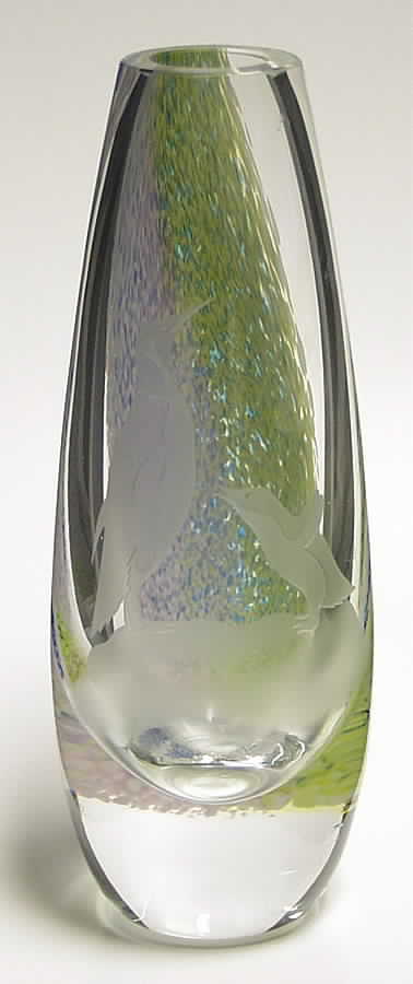 Northern Lights Collection Penguin Teardrop Vase - Boxed by Caithness-1