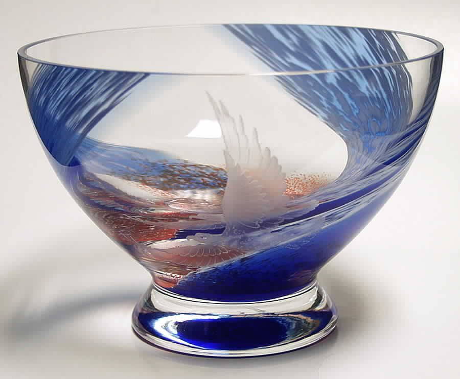 Northern Lights Collection Eagle In Flight-Bowl-Large - No Box by Caithness-1