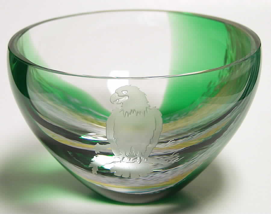Northern Lights Collection Perched Eagle Bowl-Green - Boxed by Caithness-1