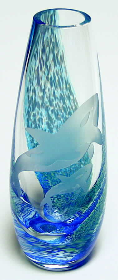 Northern Lights Collection Orca Teardrop Vase - Boxed by Caithness-1