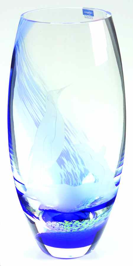 Northern Lights Collection Penguin Barrel Vase - No Box by Caithness-1