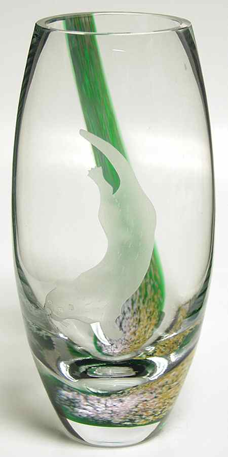 Northern Lights Collection Otter Barrel Vase - Boxed by Caithness-1
