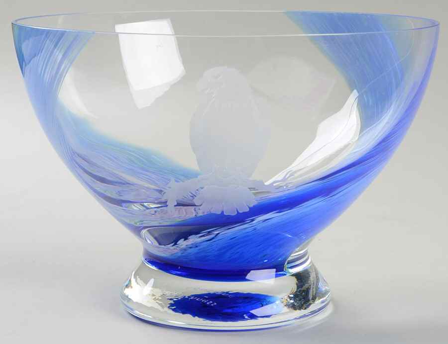 Northern Lights Collection Perched Eagle Bowl-Blue - No Box by Caithness-1