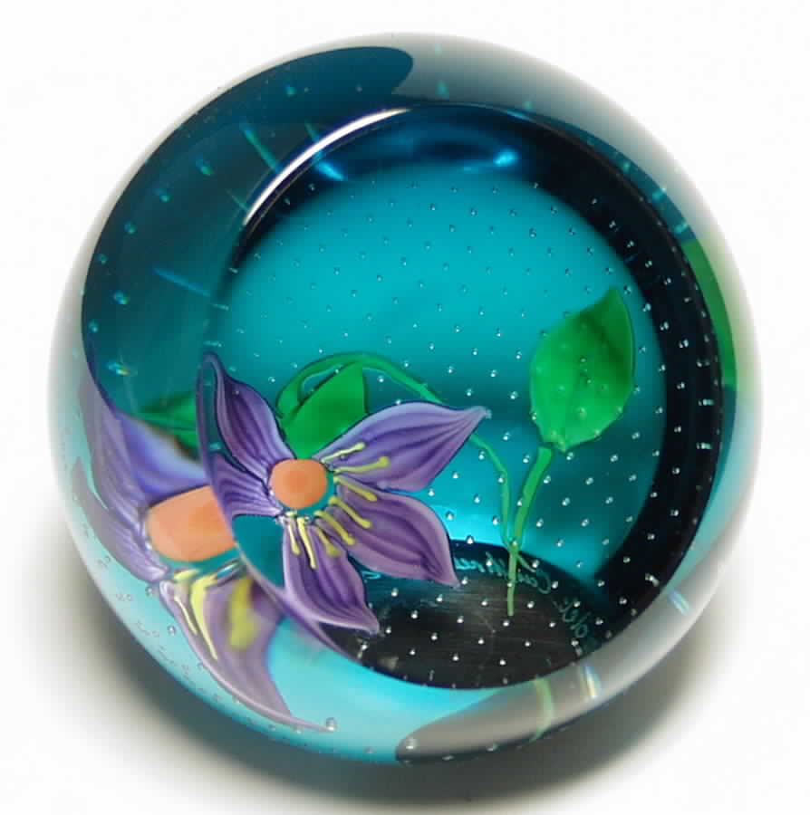 The Floral Year Paperweight November-Violet - Boxed by Caithness-1