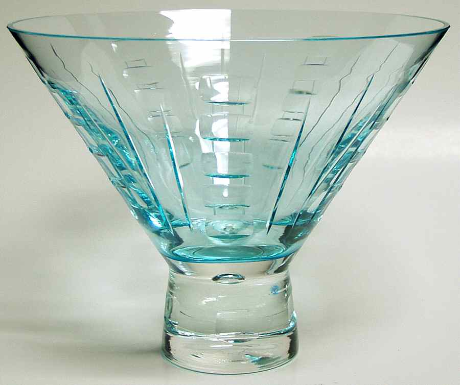 Art Deco Collection 10" Manhattan Tall Bowl-Kingfisher - No Box by Caithness-1