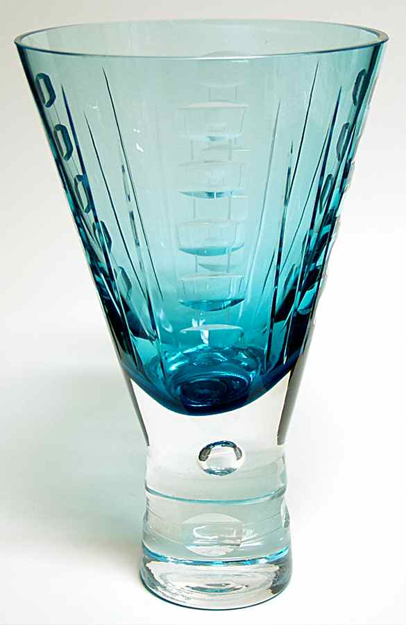 Art Deco Collection 10 1/4" Manhattan Vase-Kingfisher - No Box by Caithness-1