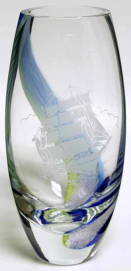 Clipper Ship Collection 8" Barrel Vase - No Box by Caithness-1
