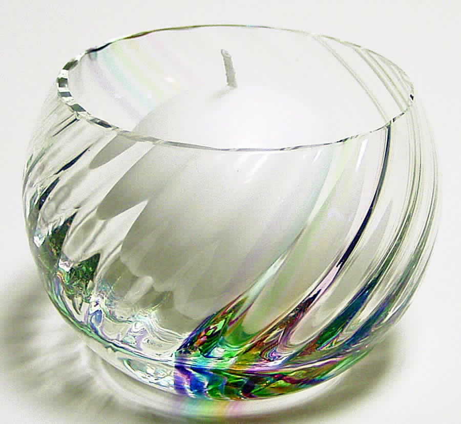 Flamenco Collection 5 1/4" Candle Bowl-Rainbow - Boxed by Caithness-1