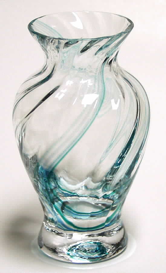 Flamenco Collection Rose Vase-Aquamarine - Boxed by Caithness-1