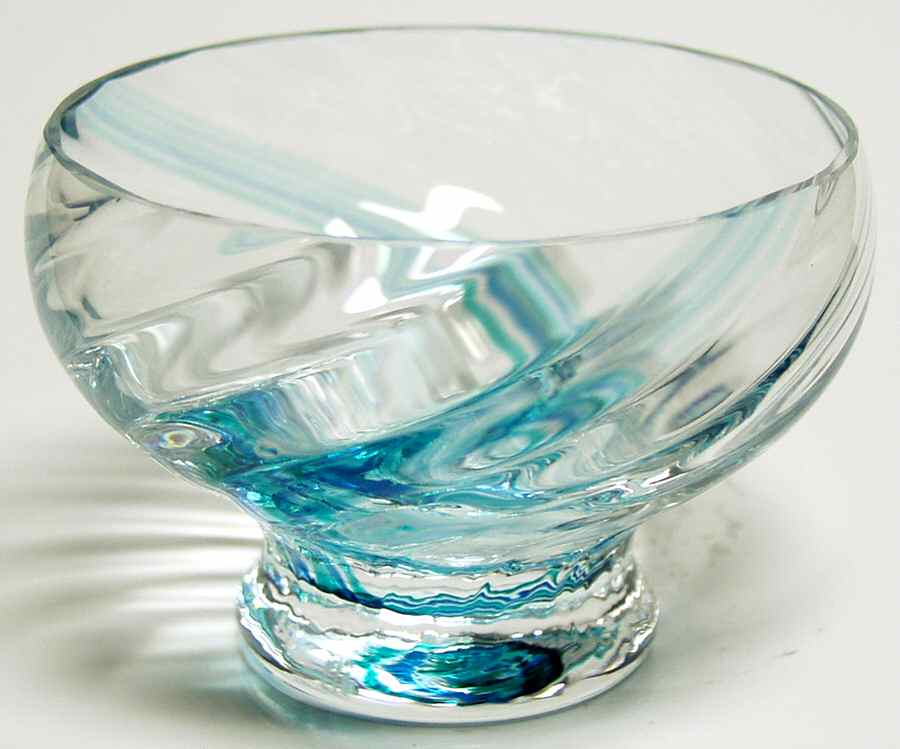 Flamenco Collection 3 3/4" Footed Bowl-Aquamarine - No Box by Caithness-1
