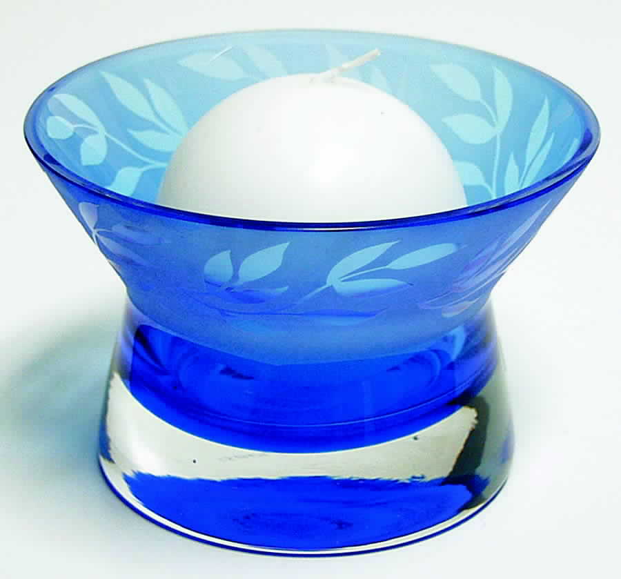 Jewel Collection 3 1/2" Large Candleholder-Blue - Boxed by Caithness-1