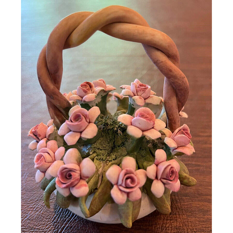Capodimonte Giftware Basket With Pink Roses - No Box by Capodimonte-1