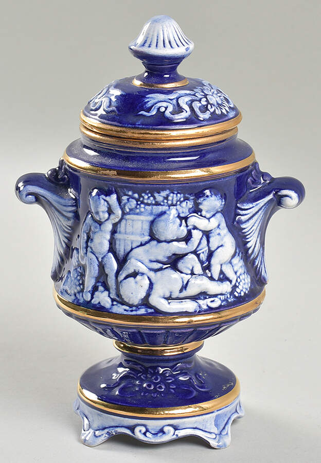 Capodimonte Giftware Small Cobalt Cherub Urn & Lid - No Box by Capodimonte-1