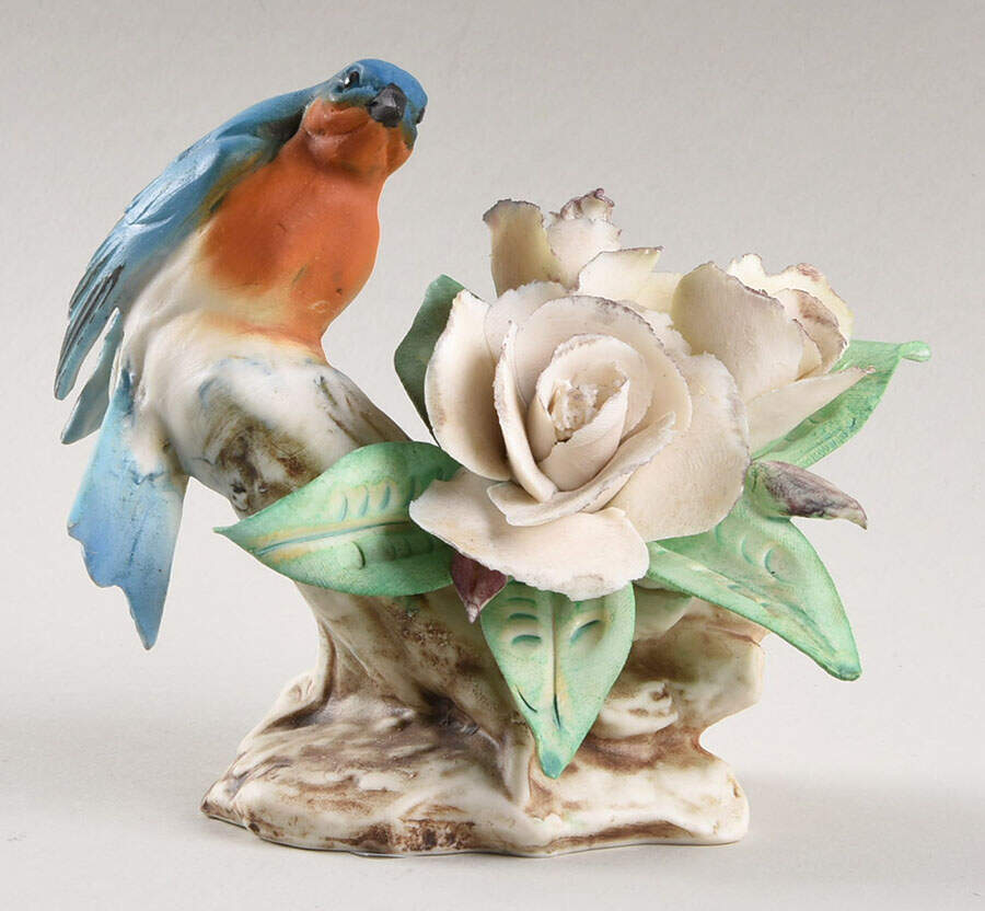 Capodimonte Giftware Blue Bird  And White Roses - No Box by Capodimonte-1