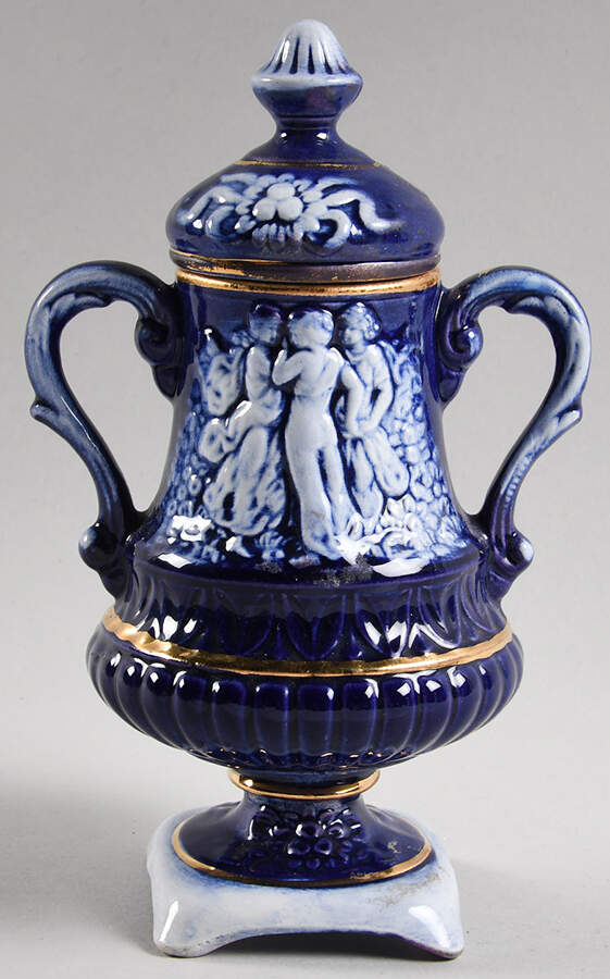 Capodimonte Giftware Small Cobalt Women Urn & Lid - No Box 238 by Capodimonte-1