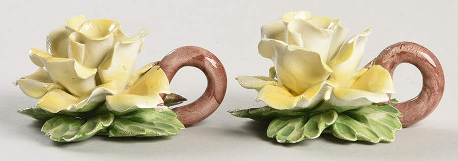 Capodimonte Giftware Yellow Rose Candleholder (Pair) - No Box by Capodimonte-1