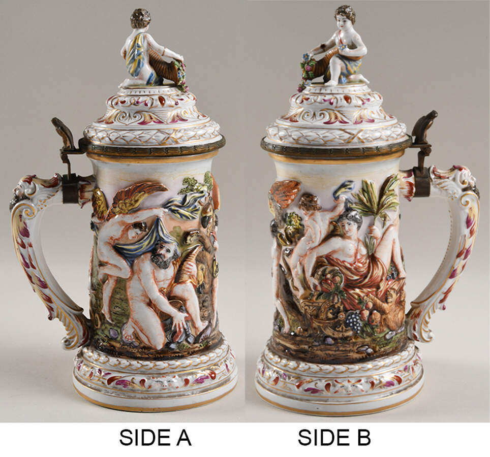 Capodimonte Giftware 3d Stein With Lid - Boy With Cornucopia - No Box by Capodimonte-1