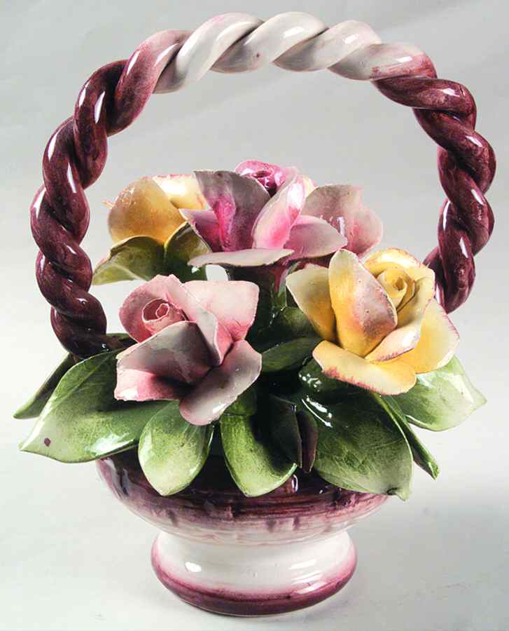 Capodimonte Giftware Lg Handled Basket Of Flowers - No Box by Capodimonte-1