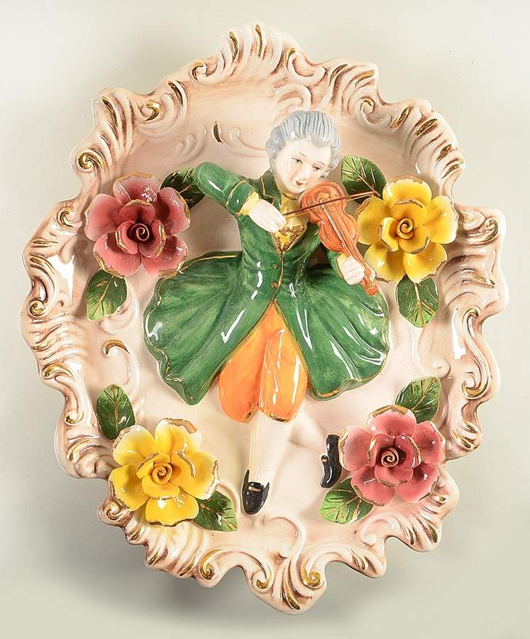 Capodimonte Giftware Man W/ Violin-Wall Plaque - No Box by Capodimonte-1