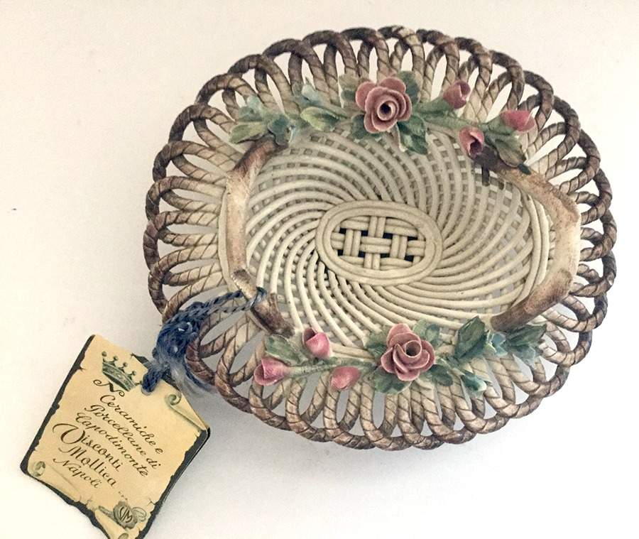 Capodimonte Giftware Wicker Basket W/ Pink Roses - No Box by Capodimonte-1
